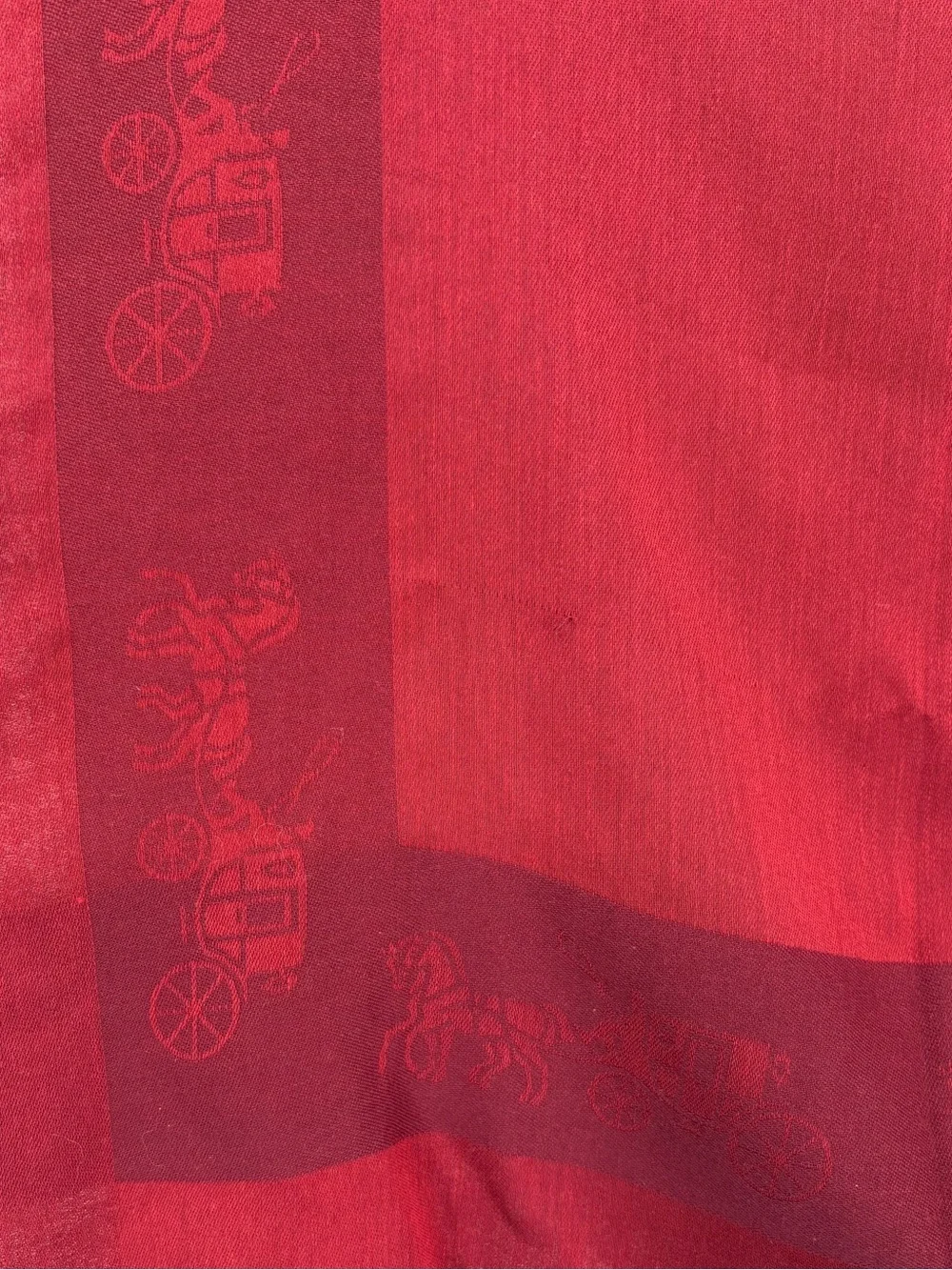 Coach Horse & Carriage Border Oversized Square Scarf 1941 Red NWT